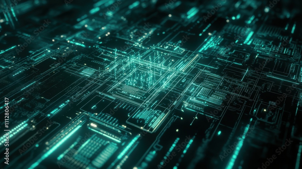 Poster abstract technology background with circuit and light effects