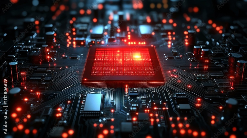 Poster cpu and microcircuits image technological artistry abstract image one main object high quality very 