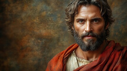 Obraz premium jesus christ in front of an old wall with copy space for text
