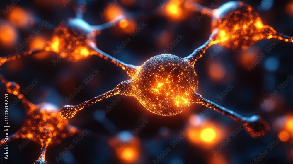 Poster brain wave patterns. neurons network glowing with synapses transmitting signals, scientific research