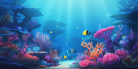underwater world corals fish Generative AI