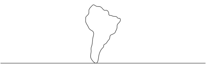 Continuous line drawing South America. World map continent line symbol. Vector illustration isolated on white.