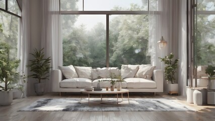 modern living room with white sofa