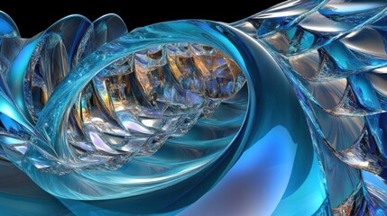 Intricate Blue Abstract Wave Pattern Design