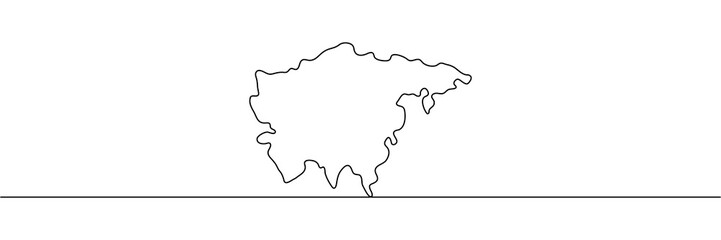 Continuous line drawing Asia. World map continent line symbol. Vector illustration isolated on white.