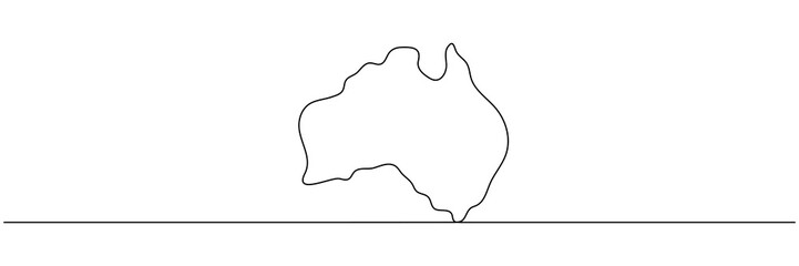 Obraz premium Continuous line drawing Australia. World map continent line symbol. Vector illustration isolated on white.