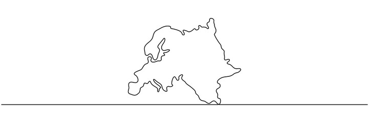 Continuous line drawing Europe. World map continent line symbol. Vector illustration isolated on white.