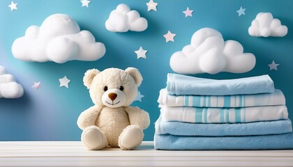 white teddy bear with blue sky