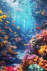 underwater world corals fish Generative AI