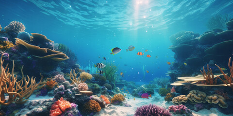 underwater world corals fish Generative AI