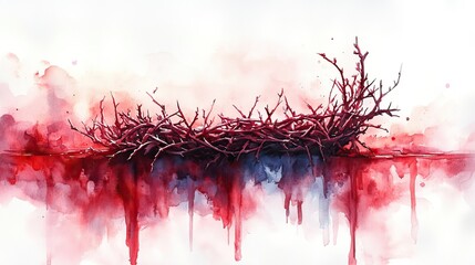 jesus is king crown of thorns projecting a shadow in the shape of a king s crown watercolor