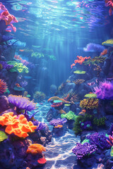 Fototapeta premium underwater world corals fish Generative AI