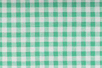Green and white checkered, pattern, design, cotton fabric for sewing, texture background