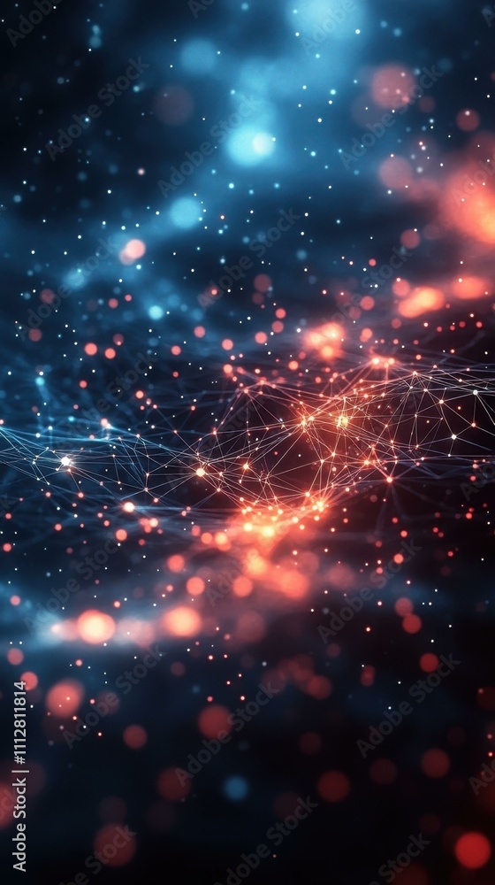 Aufkleber digital network flow. abstract digital network with glowing nodes and connections representing techn