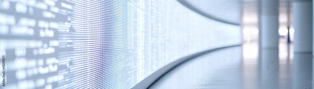 Aufkleber futuristic digital wall with flowing lights and data patterns in modern architecture.