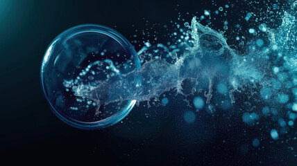 Obraz premium Exploding bubble burst underwater scene liquid dynamics dark background conceptual art