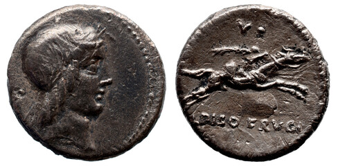 República Romana C. Pavimento L. f. Frugi AR Denário. Roma, 67 a.C.