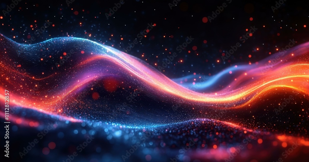 Aufkleber a sense of motion abstract composition of vibrant colors flowing lines and glowing particles in a fu
