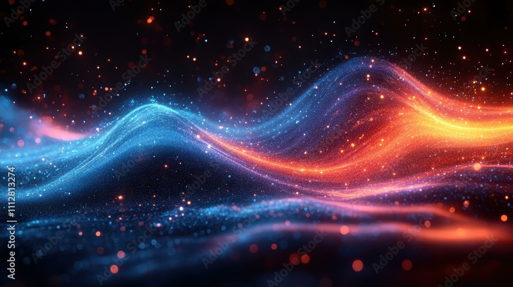 Aufkleber an color palette dynamic abstract artwork with flowing lines glowing dots and a vibrant blue and ora
