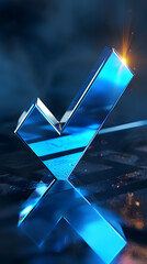 a shining blue checkmark representing trust and assurance. generative ai