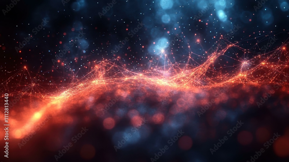 Aufkleber cosmic energy flow. abstract glowing particles flowing dynamically, digital background for technolog