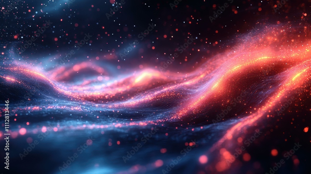 Aufkleber quantum light patterns. abstract cosmic waves glowing flowing in deep space colorful background for 