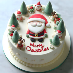 Snowman and Santa Claus with a Christmas tree in a festive winter scene