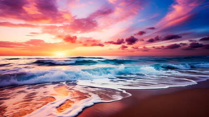Fototapeta premium Realistic Natural Sunset Over the Ocean AI Image with Transparent Background