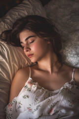 young woman sleeping in bed Generative AI