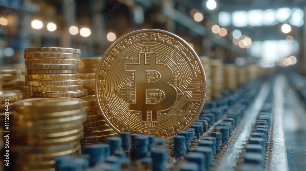 Poster cryptocurrency concepts cryptocurrency mining one main object high quality very detailed professiona