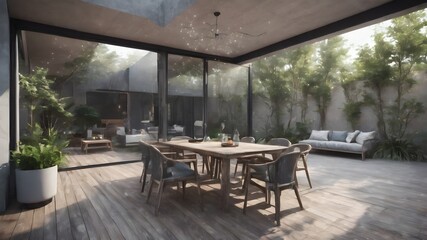 table and chairs in modern dining room 