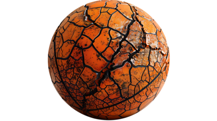 Basketball with textured orange surface and black lines, isolated on white, cut out