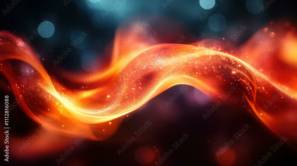 Aufkleber digital energy flow. abstract fiery wave glowing energy flow, dynamic motion with sparkling particle