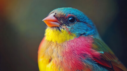 Naklejka premium Close-up View of a Vibrant Rainbow Finch Showcasing Its Stunning Colors in Natural Light