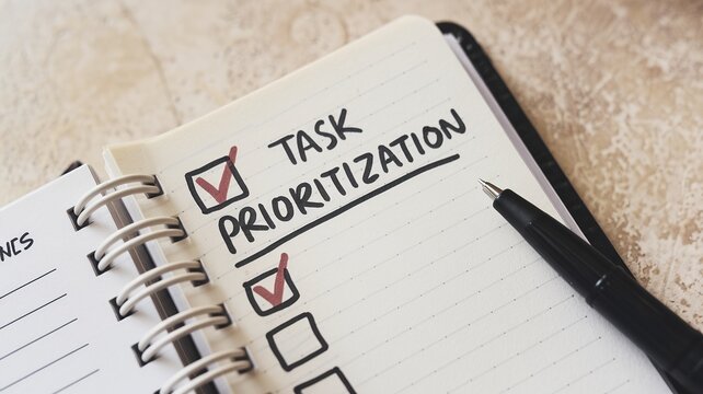 Note on task prioritization symbolize efficiency and organization in a open spiral notebook