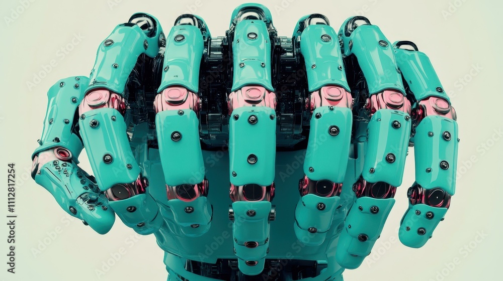 Aufkleber future automation robotics. advanced robotic hand clenched in fist gesture, futuristic technology co