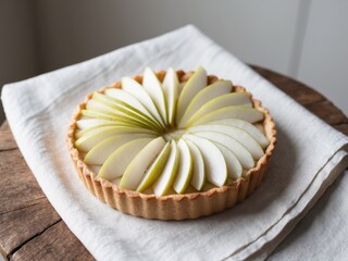 Elegant Pear Tart with Thinly Sliced Pears.
