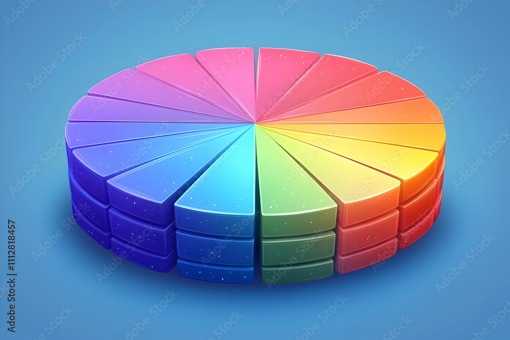 Poster colorful circular segmented 3d chart.