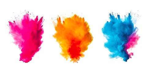 Set of  collection of color powder explosion isolated on white background.AI GENERATED