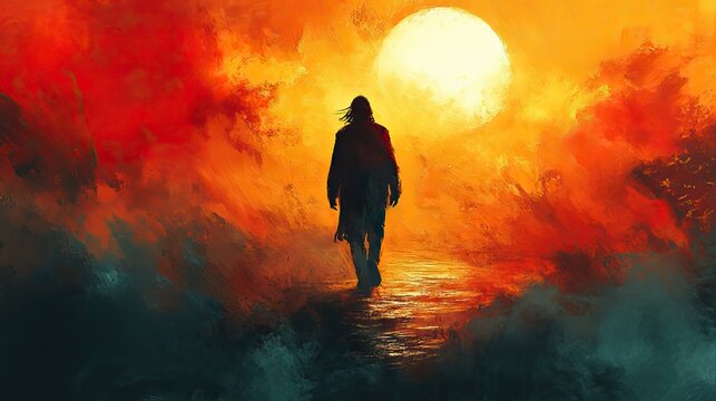 messiah digital painting of a man walking sketch style