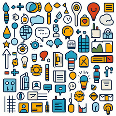 Colorful flat design icons collection.