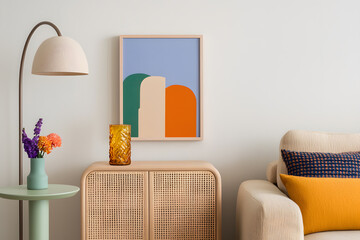 Artistic and Unique Stylish Modern Living Room with Bold, Creative Decor, Sleek Furniture, and Vibrant Colour Accents, Creating a Contemporary and Inviting Atmosphere