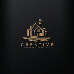 Simple modern home house or real estate logo design