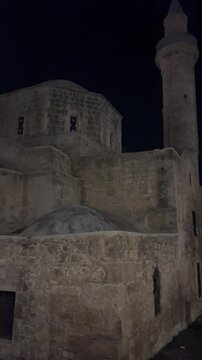 mosque, evening, city, lightsб castle, ancient, tower, medieval, building, wall,