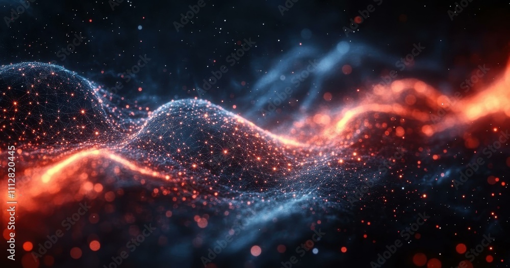 Fototapete a data flow dynamic web-like structure floating in space emphasizing connectivity through glowing no