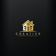 Simple modern home house or real estate logo design