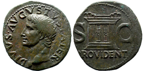 Divus Augusto Æ As. Atingido por Tibério, 31-37 d.C.
