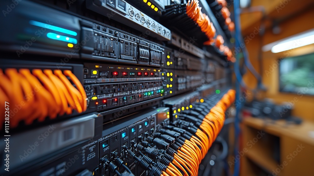 Aufkleber network server room with computers for digital tv ip communications and interne
