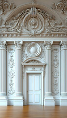 Obraz premium Elegant white door with classical architectural details.
