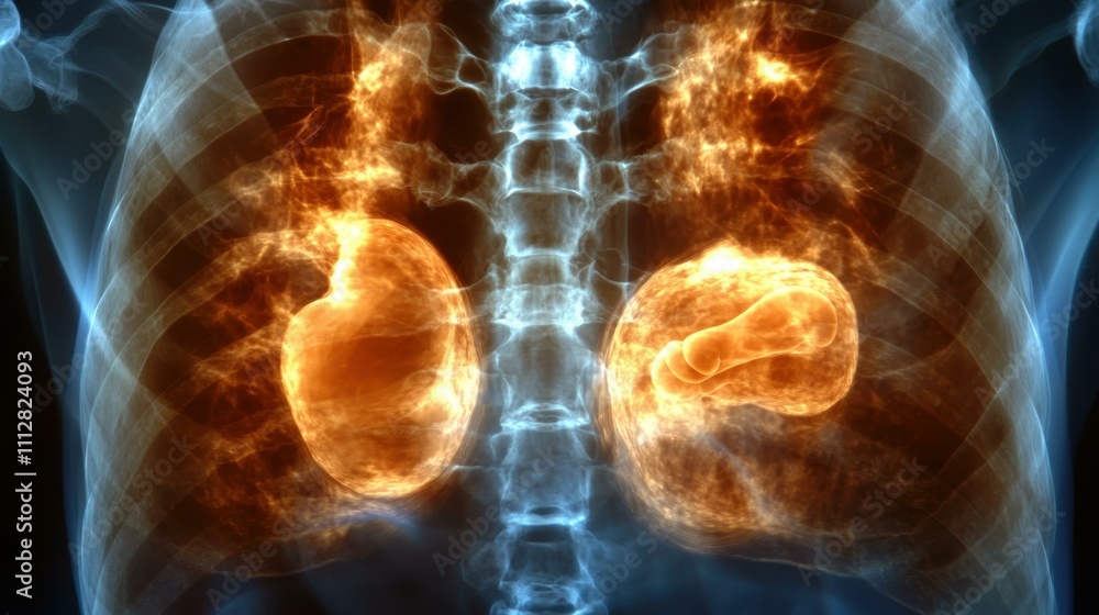 Poster human organ hologram image abstract diagnostics abstract image one main object high quality very det
